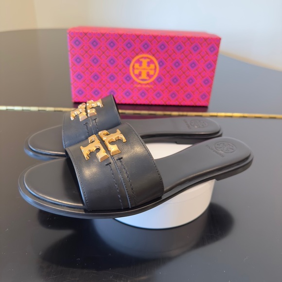 NWT Luxury Spring Summer Beach Authentic RARE Tory Burch Black Everly Slide/Shoe - Picture 9 of 17
